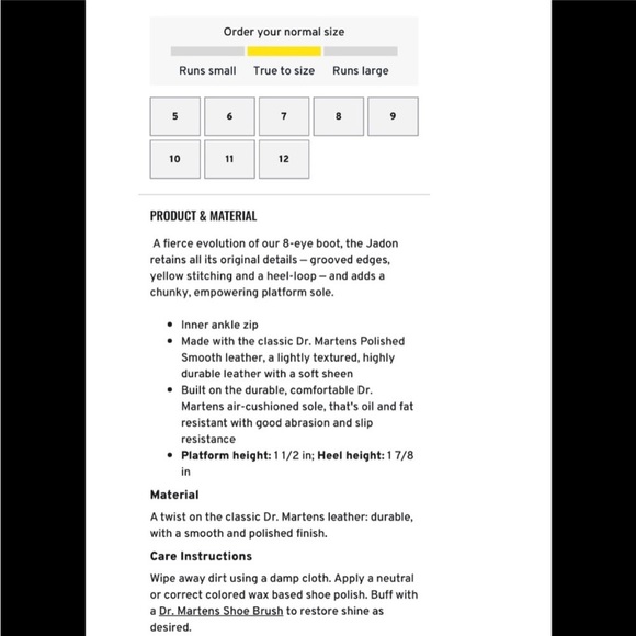 Dr Martens Jadon Smooth Leather Platform Boots Size 7 NEW - Picture 4 of 14